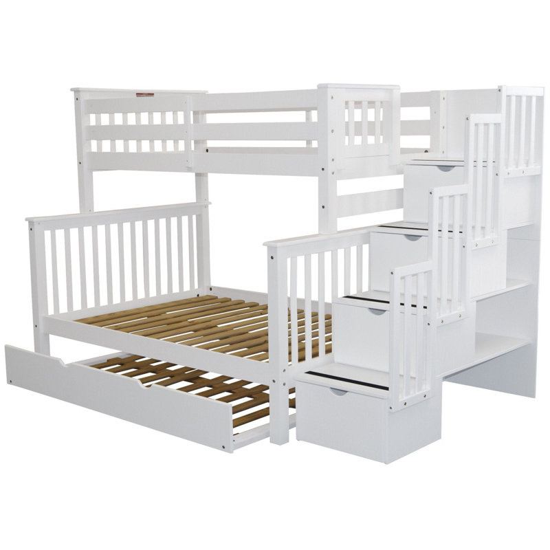 Harriet Bee Tena Twin Over Full 4 Drawer Solid Wood Standard Bunk Beds